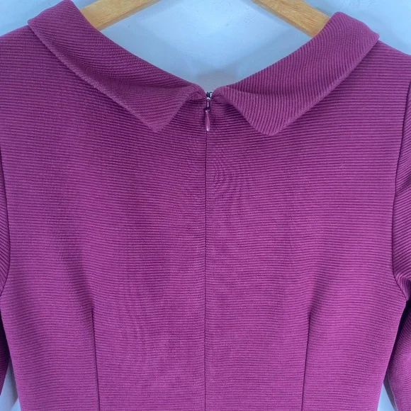Boden Violet Ottoman Dress 2 Ruby Red Ribbed Midi Collar Classic Preppy Twee - Picture 5 of 11